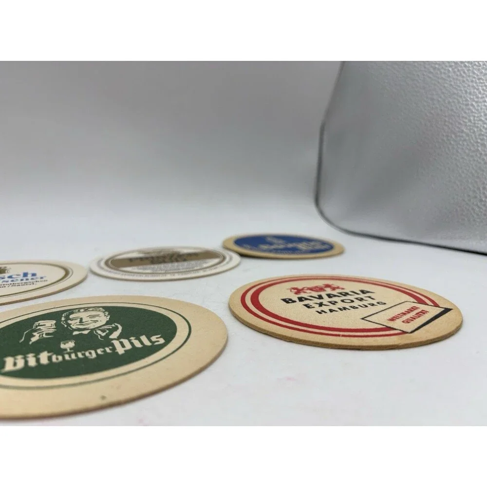 Vintage German Beer Coasters Lot 7 Hofbrau Bitburger Bavaria Feldschlosschen